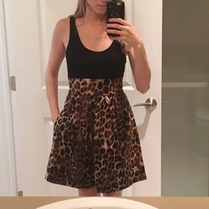 Express Black and Animal Print Dress